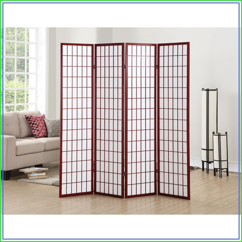 Shoji Screen Divider - ฉากกั้นห้องโอเรียนทัลโชจิ 4 แผง สีเชอร์รี่