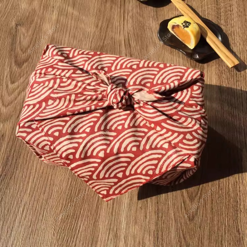 Furoshiki Wrap Cloth - สไตล์ญี่ปุ่น Furoshiki ห่อผ้าอเนกประสงค์ผ้าฝ้ายสแควร์สําหรับกล่อง Bento กล่องอาหารกลางวันห่อของขวัญบรรจุภัณฑ์ตาราง