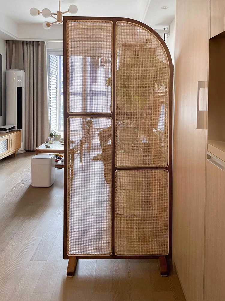 Shoji Screen Divider - แผ่นไม้จริงหวายแบบย้อนยุคมีฉากบังประตูทางเข้าห้องรับแขกห้องนอนแบบญี่ปุ่นเคลื่อนย้ายได้