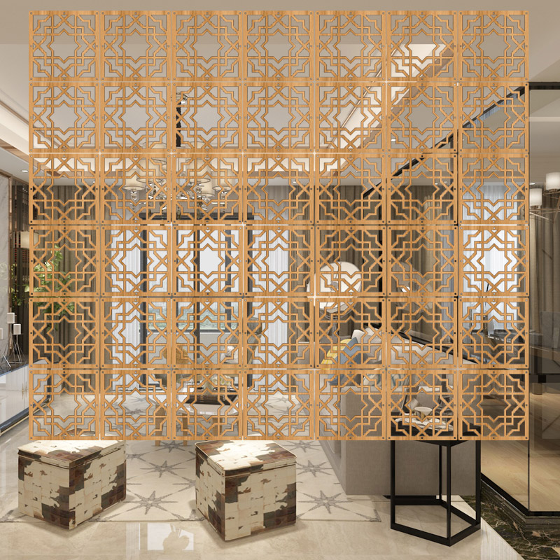 Shoji Screen Divider - 10 ชิ้นห้องแขวนหน้าจอพาร์ทิชันห้องพัก Divider แผงไม้สีห้องนั่งเล่นสํานักงานจีนกลวงหน้าจอ