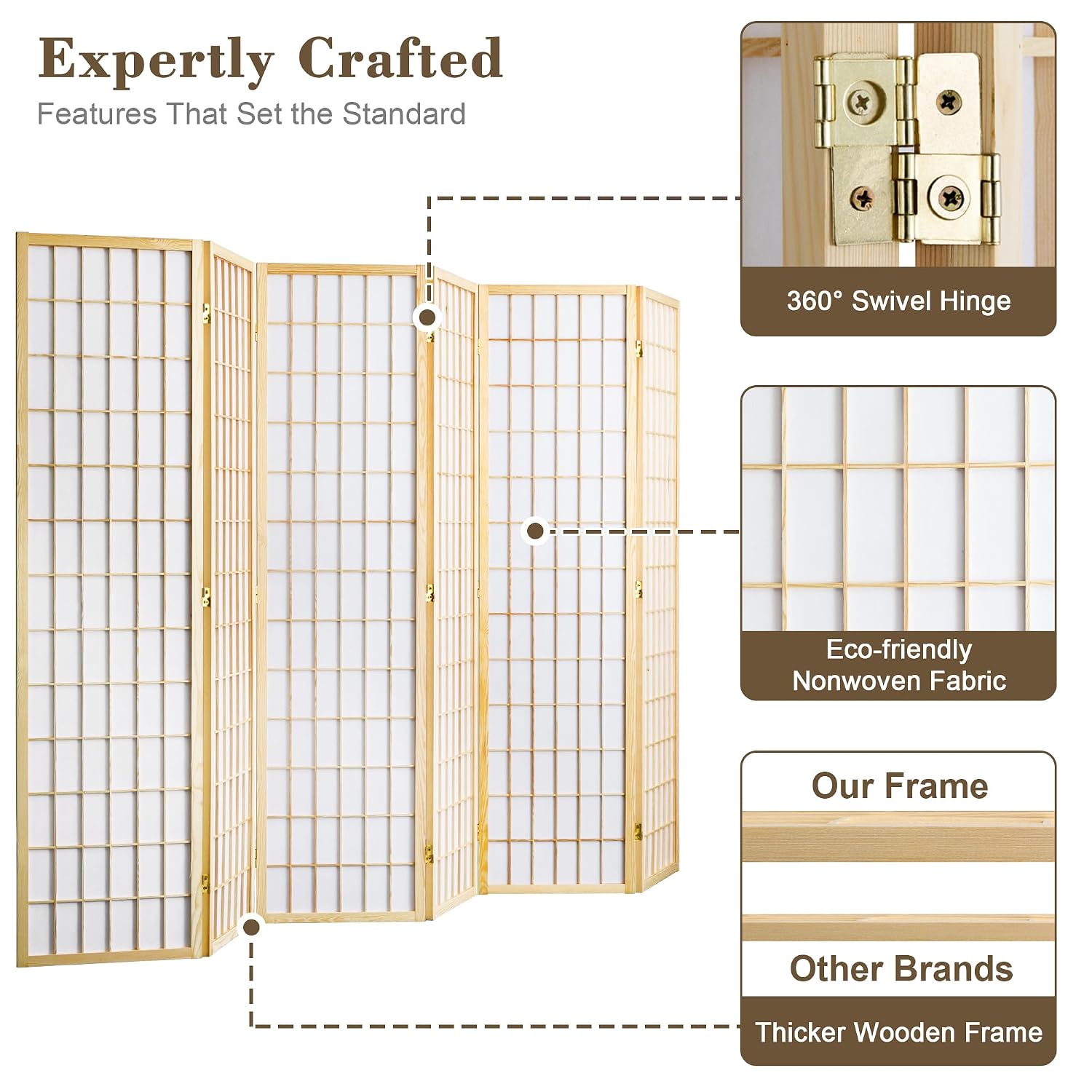 ฉากกั้นห้องแบบพับได้ 6 แผง ฉาก - Shoji Screen Divider บทวิจารณ์และราคา