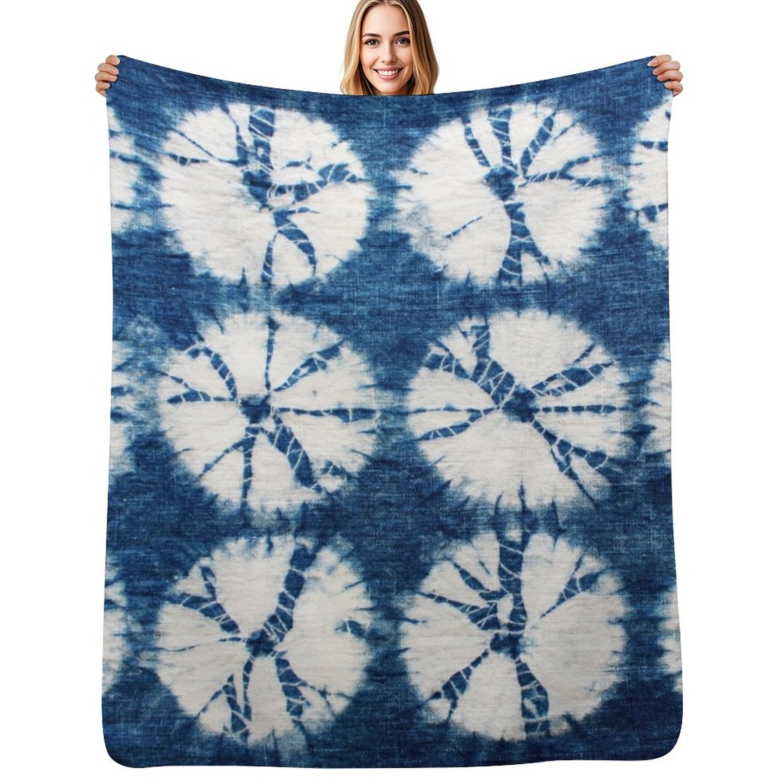 ผ้าห่มลายวงกลมชิโบริ สีคราม ผ้ - Shibori Tie Dye บทวิจารณ์และราคา