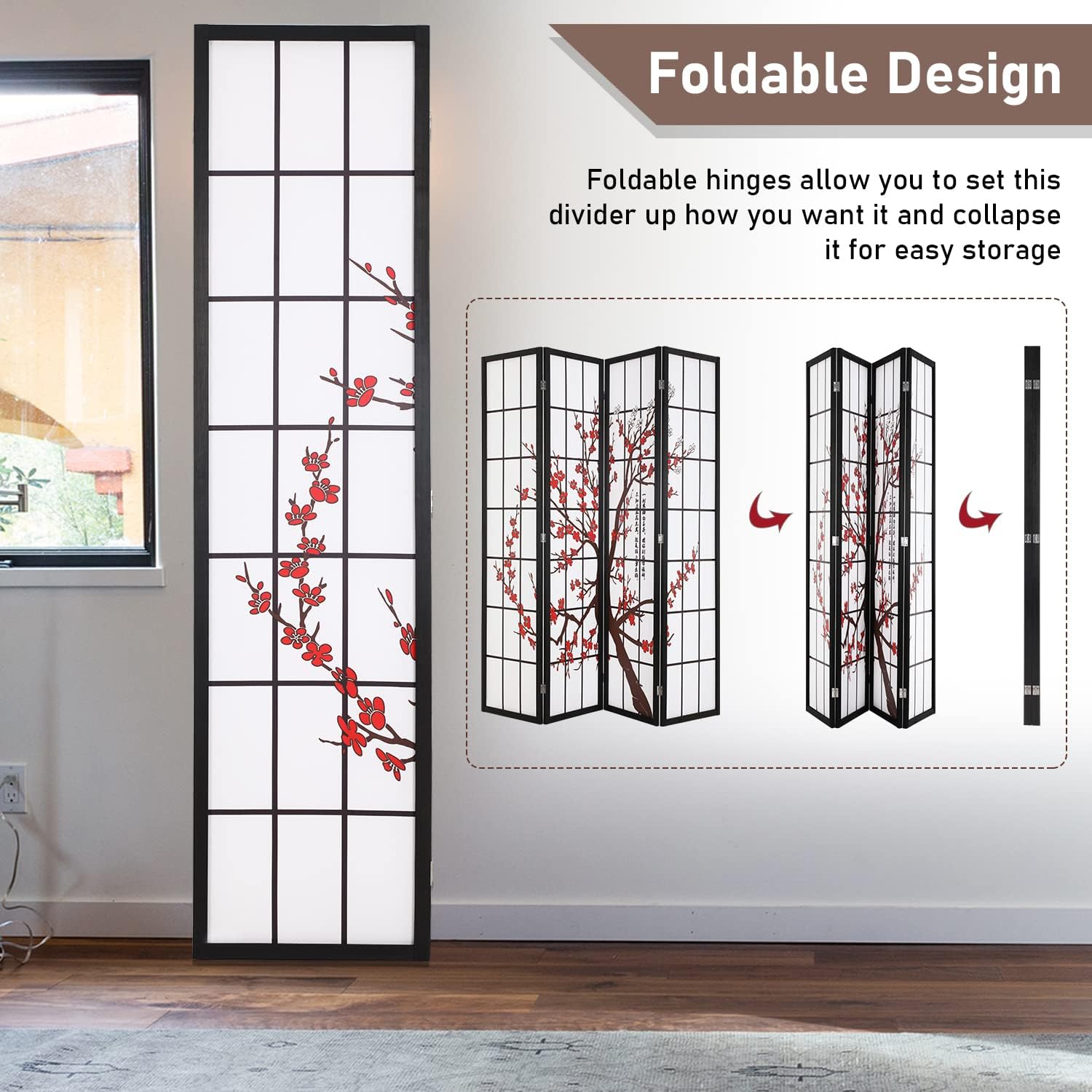 ฉากกั้นห้องโชจิแบบพับได้, แผงก - Shoji Screen Divider บทวิจารณ์และราคา